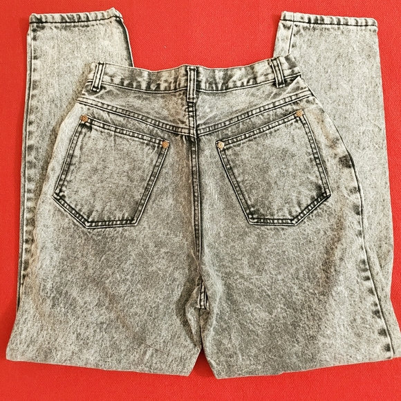 GREAT PLAINS CLOTHING CO. black stone wash faded high rise Mom jeans sz.11 80s - Picture 2 of 8